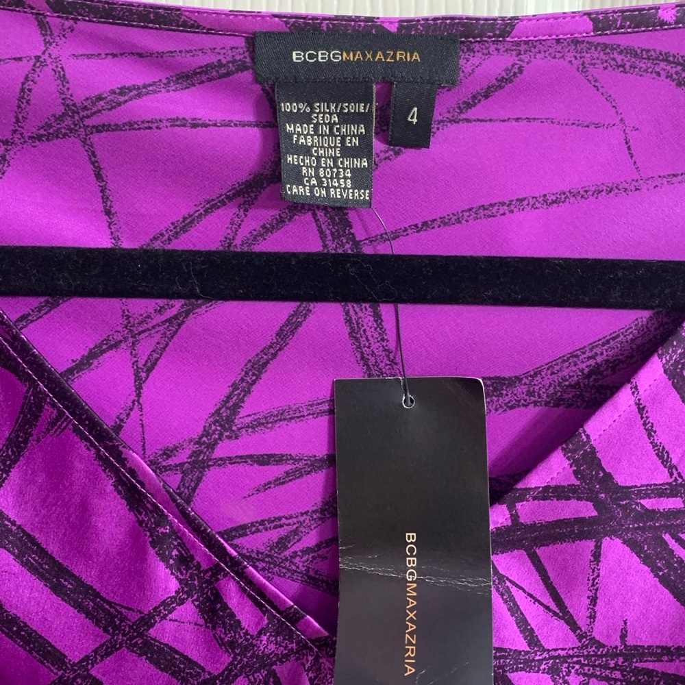 NWT VTG BCBGMAXAZRIA Purple Silk Midi Dress 4 - Picture 2 of 6